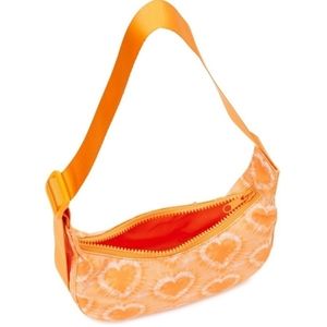 No Boundaries Juniors Crossbody Hobo Handbag, Orange Hearts